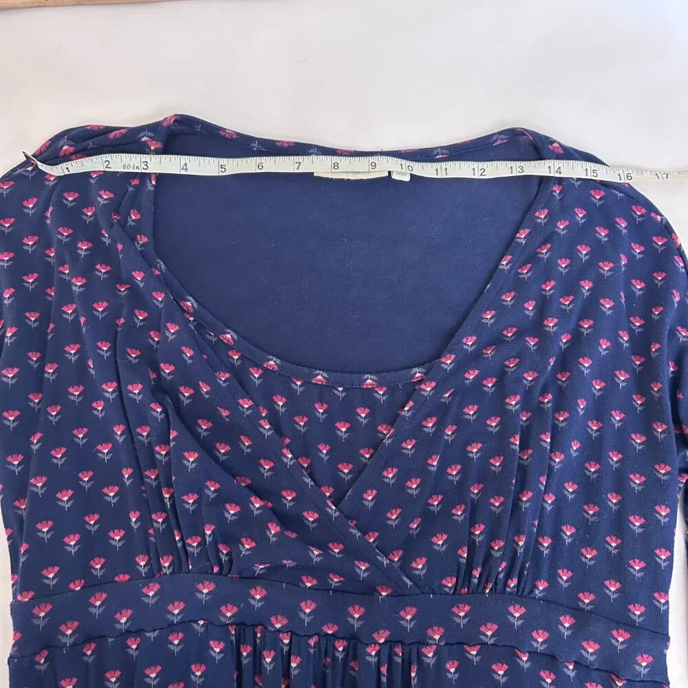 Nursing Dress JoJo Maman Bebe Maternity Navy Pink Floral Long Sleeve S - Picture 7 of 9